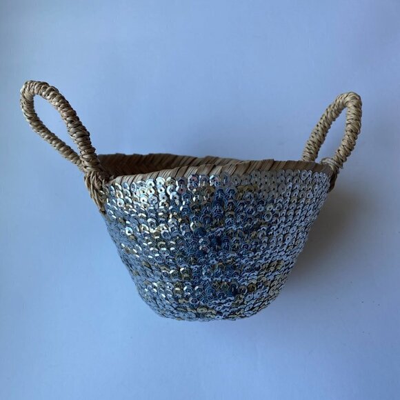 2 Bohemia Sequin Storage Baskets Small Silver (NWT) Large Multi-colored - Picture 4 of 9